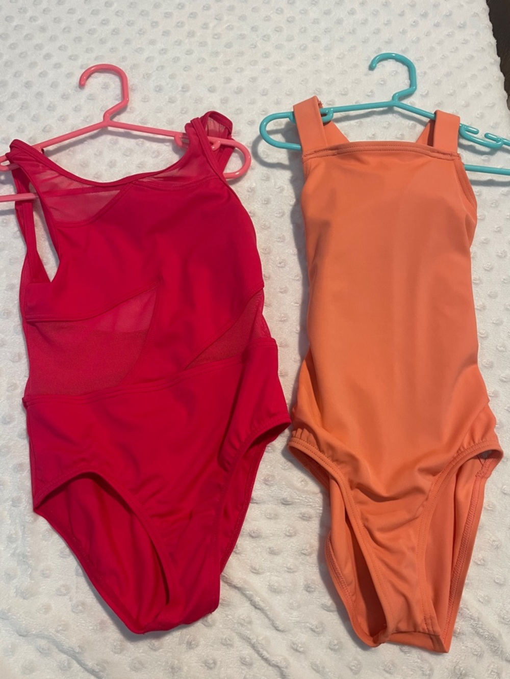 Girl leotards- bright pink and coral